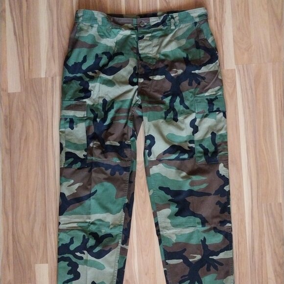 US Military Woodland Camo Hot Weather BDU Pants Size Large-Regular NYCO Ripstop - Picture 1 of 8
